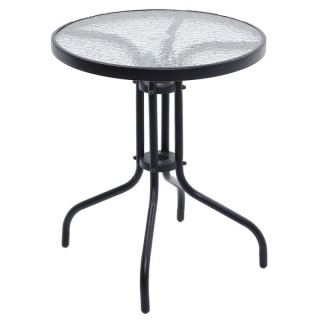 Стол к набору Марсель Мини,Сан-Ремо Мини арт.WR1208 Ø60см (каркас черн.,столешница прозр.)